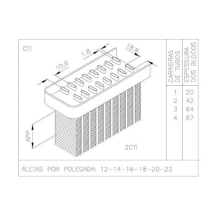 BLOCO RADIADOR FORD CARGO 1519 / 1621 / 2323 INTERCOOLADO 1991 A 1993 / VW VOLKSWAGEN 16-170 /16-220 /24-220 1991 A 1993 - VISCONDE