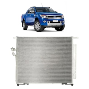 CONDENSADOR FORD RANGER 2.2 / 2.3 / 2.5 MULTI-FLOW 2012 A 2017 FLEX / GASOLINA / TROLLER T4 3.2 TURBO DIESEL 2012 A 2021 - DENSO
