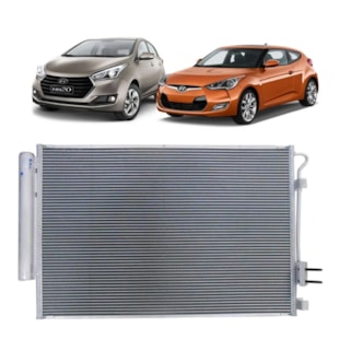 CONDENSADOR HYUNDAI HB20 1.0 / 1.6 2013 A 2019 / VELOSTER 1.6 2011 A 2013 AUTOMATICO / MANUAL - DENSO