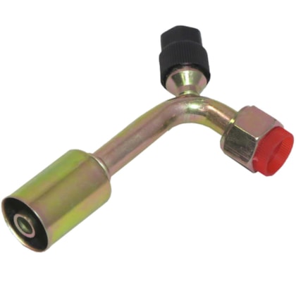 CONEXAO 90º FEMEA ACO 08MM O'RING VALVULA DE SERVICO R134A COM CLIP - PROCOOLER CONEXAO 90º FEMEA ACO 08MM O'RING VALVULA DE SERVICO R134A COM CLIP - PROCOOLER