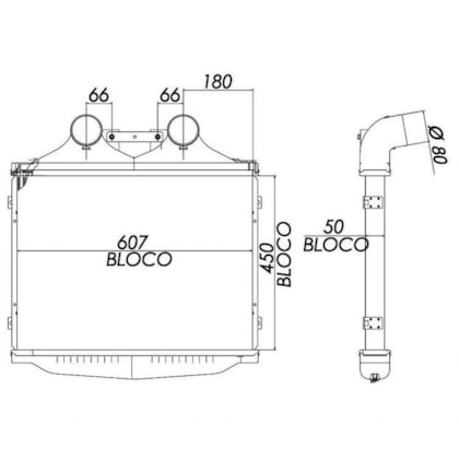 INTERCOOLER MERCEDES LO610 / 914 / 915 / L1218 / 1418 / 1215C / 1718M / OF 1417 / 712 / 914 / LK1620 / BOMBA - MAHLE