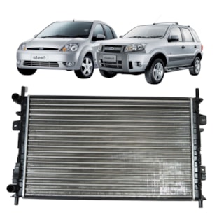 RADIADOR FORD FIESTA 2002 A 2014 / ECOSPORT 2002 A 2013 1.0 / 1.6 / 2.0 16V COM / SEM AR / MANUAL / COM TUBETE - PROCOOLER
