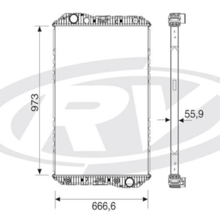 RADIADOR MERCEDES BENZ AXOR 2035 / 2040 / 2044 / 2540 / 2544 / 2640 / 3131 / 3344 2005 > SEM LATERAL - VISCONDE
