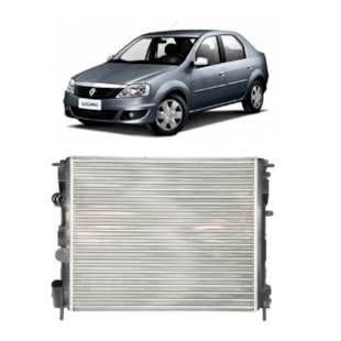 RADIADOR RENAULT CLIO II 1999 EM DIANTE / LOGAN / SANDERO 2007 A 2015 1.0 16V / 1.6 8V / 16V COM AR SEM TUBETE  - VALEO