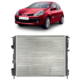RADIADOR RENAULT CLIO II 1999 EM DIANTE / LOGAN / SANDERO 2007 A 2015 1.0 16V / 1.6 8V / 16V COM AR COM TUBETE - VALEO