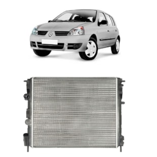 RADIADOR RENAULT CLIO II 1999 EM DIANTE / LOGAN / SANDERO 2007 A 2015 1.0 16V / 1.6 8V / 16V COM AR SEM TUBETE - VALEO