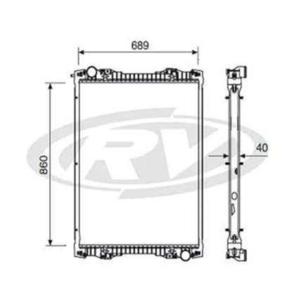 RADIADOR SCANIA SERIE 5 P / K 2008 > COM LATERAL (CAMINHAO / ONIBUS) PEQUENO  - VISCONDE