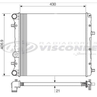 RADIADOR VW VOLKSWAGEN FOX 2006 >/ GOL 2008 >/ 1.0 / 1.6 / SAVEIRO 2009 >/ 1.6 / 1.8 / VOYAGE 2008 >/ 1.0 / 1.6   - VISCONDE