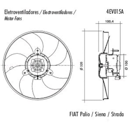 VENTOINHA ELETROVENTILADOR FIAT FIORINO / UNO MILLE FIRE 2002 > PALIO/ SIENA/ STRADA 8/16V MPFI 1996 A 2001 - VALEO