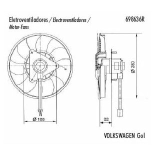 VENTOINHA ELETROVENTILADOR FORD VERONA/ ESCORT/ VERSAILLES/ ROYALE/ VW VOLKSWAGEN APOLLO/ GOL/ POINTER/ SANTANA - VALEO