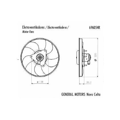 VENTOINHA ELETROVENTILADOR GM CHEVROLET CELTA / PRISMA 1.0 / 1.4 2006 A 2008 SEM AR / MANUAL - VALEO